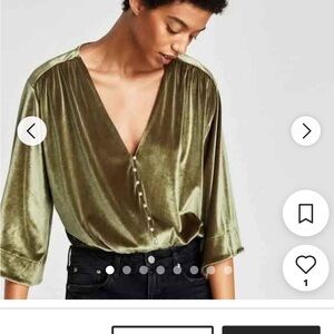 Zara Luxe Olive Velour Bodysuit